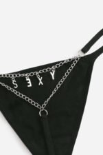Arkası Sexy Yazılı Zincirli Fantezi Tanga Külot 81092 - Görsel 3