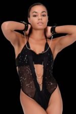 Baskılı Tül Ve Önü Zincirli Şık Babydoll 51190-1