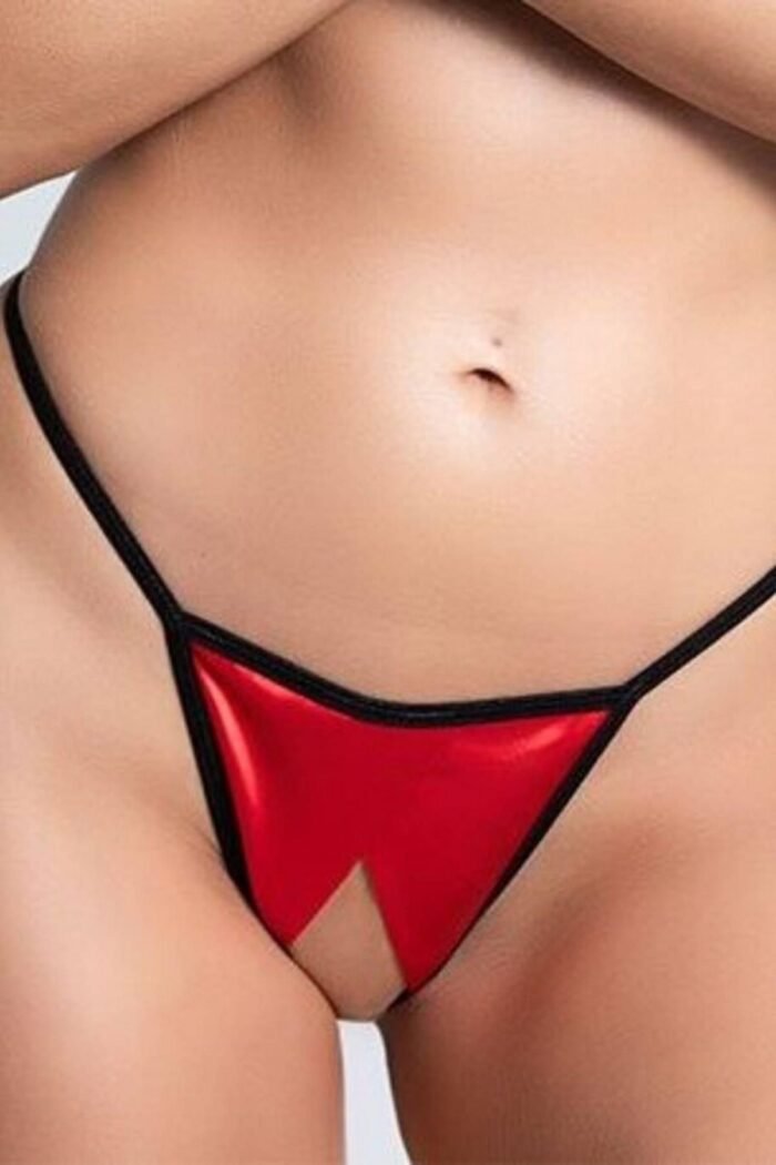 Fantezi Ortası Açık Kırmızı Şık Özel Tasarım Strin Tanga Külot 80992 - Görsel 1