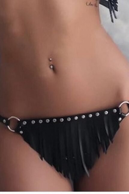 Sexi Suni Yumuşak Deri Harness Fantezi Tanga Külot 81032
