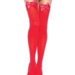 Kırmızı Fiyonklu Kırmızı Jartiyer Çorabı TM1211