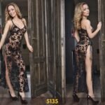 Fantazi Flok Baskılı Yırtmaçlı Babydoll 5135