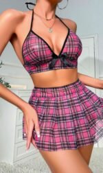 Fuşya Tül Ekose Etekli Fantezi Kadın Kostüm 2070 - Görsel 2