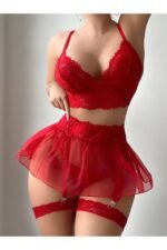 Kadın Kırmızı Kısa Tül Fantezi Kostüm 2199 - Görsel 4