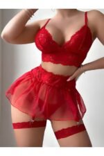 Kadın Kırmızı Kısa Tül Fantezi Kostüm 2199 - Görsel 5