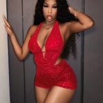 Kadın Kırmızı Parlak Fantezi Gece elbisesi 5039