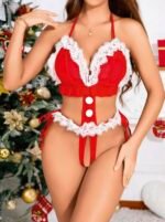 Kadın Kırmızı Yılbaşı Babydoll Sexy Kostüm 2166 - Görsel 4