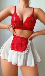 Kırmızı Puantiye Etekli Kadın Fantezi Kostüm 2072