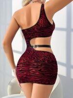 Kırmızı Zebra Desenli Fantezi Clup Elbisesi 5028 - Görsel 4