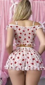 Lily Bianca Çilekli Fantezi Gecelik - Görsel 2