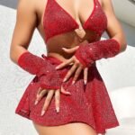 NightLight Kırmızı Parıltılı Eldivenli Etekli Fantazi Takım 3612