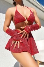 NightLight Kırmızı Parıltılı Eldivenli Etekli Fantazi Takım 3612