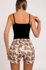 Renkli Ayıcık Desenli Askılı Şortlu Kadın Pijama Takımı - Görsel 4