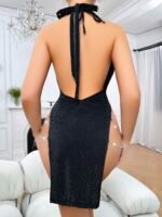 Siyah Seksi Elbise Zincirli 5045 - Görsel 2