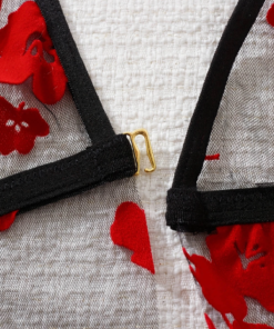 Alternative view of Çiçek Desenli Siyah Transparan Gecelik TM1319