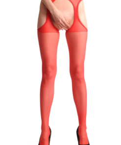 Alternative view of Kırmızı Kenarları Dantelli Özel Bölgesi Açık Külotlu Çorap