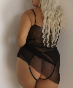 Alternative view of Transparan Siyah Büyük Beden Kısa Tül Gecelik TM1304